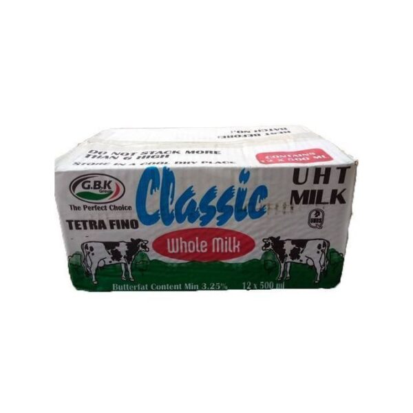 Classic UHT Long Life Milk- 500ml 12Pcs